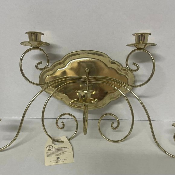 Home Interiors Gold Metal 5 Arm Candelabra Wall Sconce Candle Holder HOMCO~~ - Picture 2 of 5